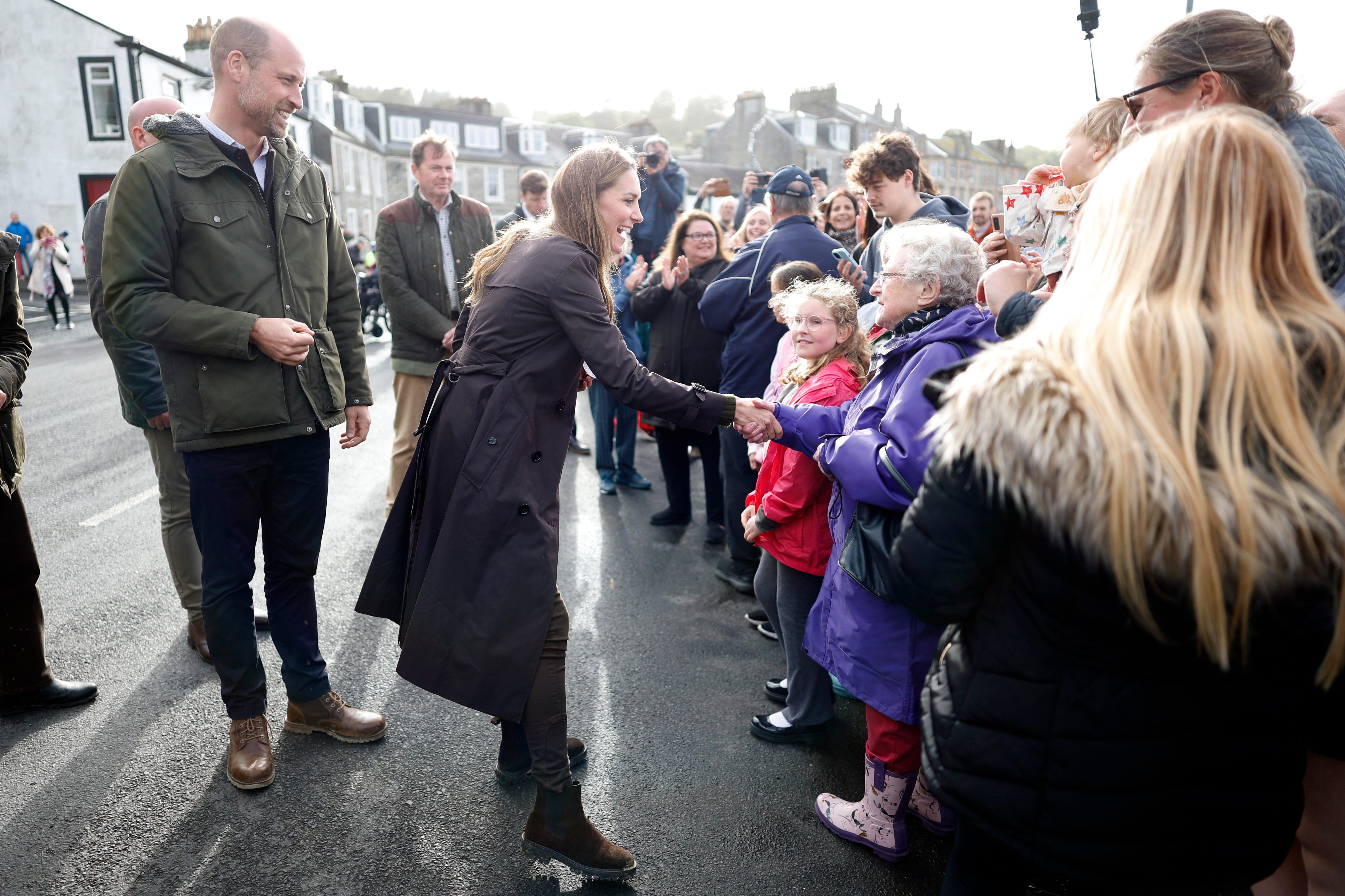 Prince William Filmed Pointing at His Watch and Jokingly Trying to Rush Kate Middleton as She Chats With Royal Fans